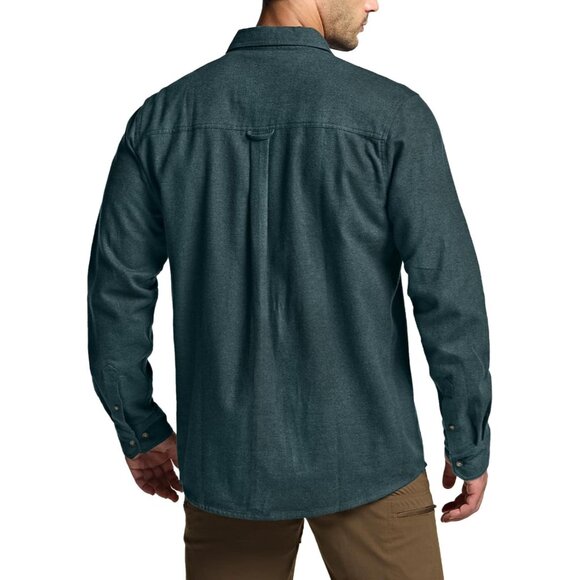 Mens Green Cotton Flannel Shirt Long Sleeve Brushed Soft Casual Outdoor Plaid - Picture 3 of 9